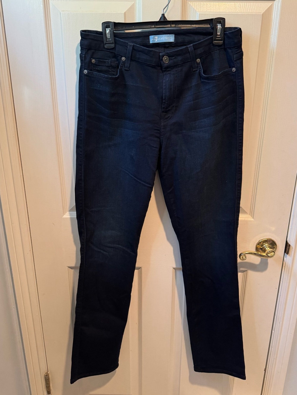 NWOT 7 For All Mankind Women's Kimmie Straight Leg B air Jeans in Dark Blue